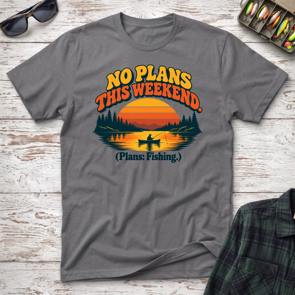 No Plans T-Shirt - Charcoal Fishing T-Shirt by Cast Casual Club