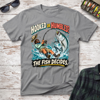Hooked Or Humbled T-Shirt - Sport Grey Fishing T-Shirt by Cast Casual Club