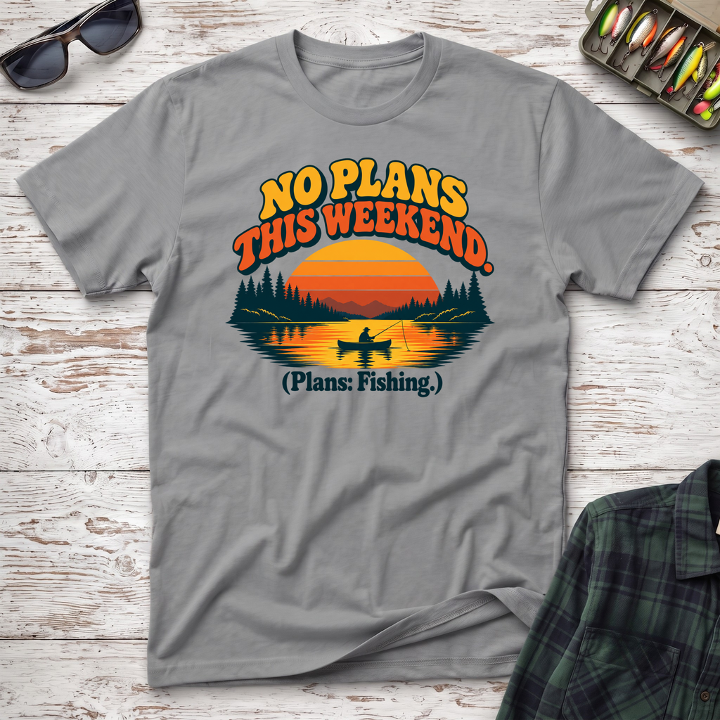 No Plans T-Shirt - Sport Grey Fishing T-Shirt by Cast Casual Club
